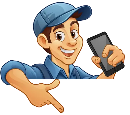 Personnage 3D représentant un garagiste avec un téléphone en main